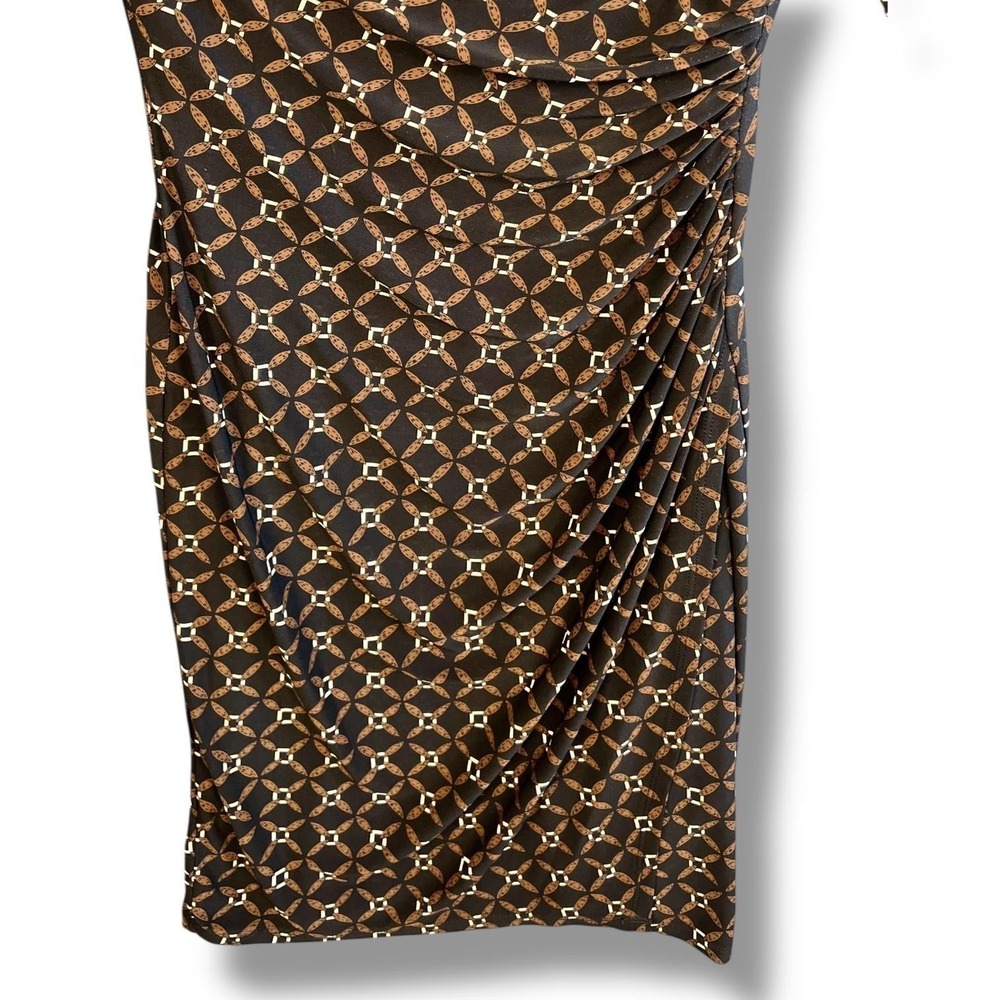 Lauren Ralph Lauren Sheath Dress Size 6 Brown Black‎ Ruched Side - Picture 9 of 12